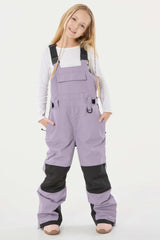 Girls’ Blue Tie-dye Reflective Durable Workwear Snow Bibs