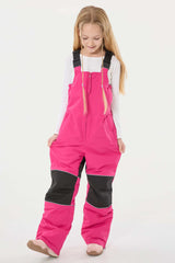 Girls’ Army Green Reflective Durable Workwear Snow Bibs