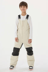 Boys’ Off White Waterproof Reflective Durable Snow Bibs
