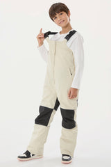 Boys’ Army Green Waterproof Reflective Durable Snow Bibs