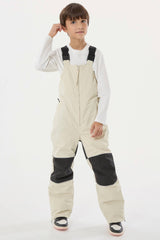 Boys’ Off White Waterproof Reflective Durable Snow Bibs
