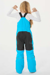 Girls’ Navy Blue Waterproof Reflective Durable Snow Bibs