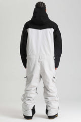 Men's Black & White Insulated Color-block  Utility Baggy One-Piece Ski Suit