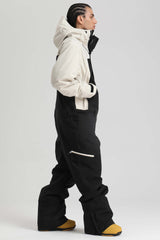 Men's Black & Green Insulated Color-block  Utility Baggy One-Piece Ski Suit