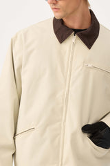 Men's Off White Boxy Modern Barn Corduroy-Collar Snow Jacket