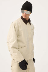 Men's Off White Boxy Modern Barn Corduroy-Collar Snow Jacket