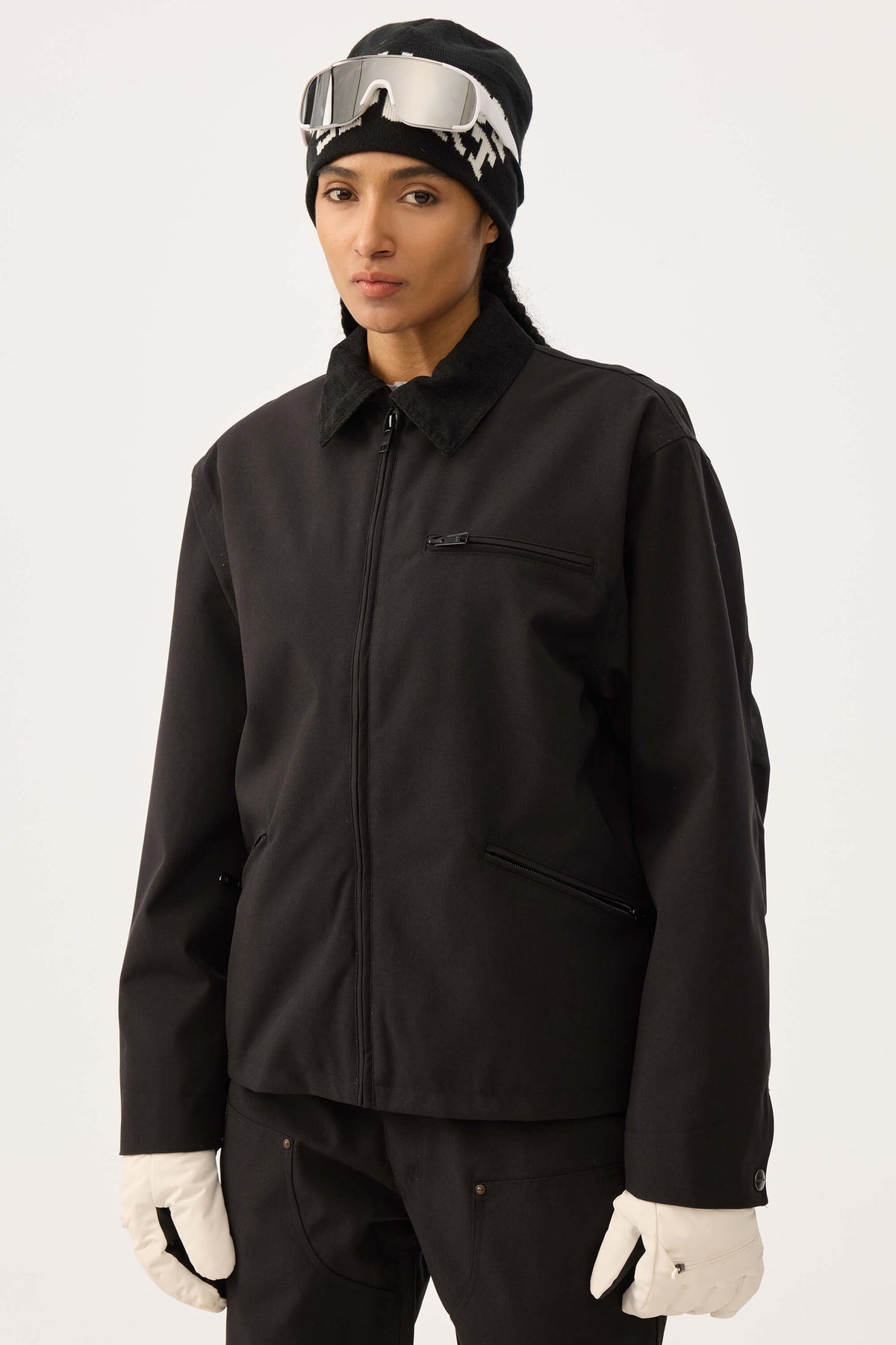 Women's Khaki Boxy Modern Barn Corduroy-Collar Snow Jacket