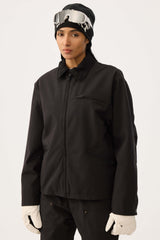 Women's Off White Boxy Modern Barn Corduroy-Collar Snow Jacket