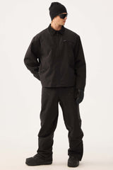 Men's Black Boxy Modern Barn Corduroy-Collar Snow Jacket