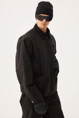 Men's Black Boxy Modern Barn Corduroy-Collar Snow Jacket