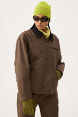 Women's Coffee Boxy Modern Barn Corduroy-Collar Snow Jacket