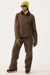 Women's Coffee Boxy Modern Barn Corduroy-Collar Snow Jacket