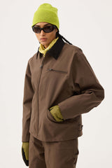 Women's Black Boxy Modern Barn Corduroy-Collar Snow Jacket
