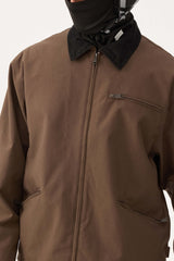 Men's Coffee Boxy Modern Barn Corduroy-Collar Snow Jacket