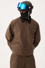 Men's Khaki Boxy Modern Barn Corduroy-Collar Snow Jacket