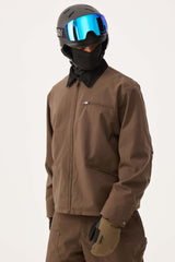 Men's Coffee Boxy Modern Barn Corduroy-Collar Snow Jacket