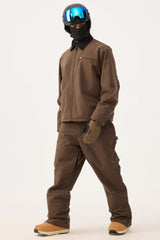 Men's Coffee Boxy Modern Barn Corduroy-Collar Snow Jacket