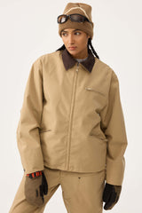 Women's Coffee Boxy Modern Barn Corduroy-Collar Snow Jacket