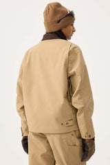 Women's Khaki Boxy Modern Barn Corduroy-Collar Snow Jacket