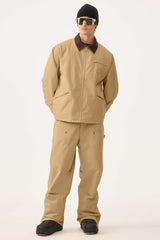 Men's Khaki Boxy Modern Barn Corduroy-Collar Snow Jacket