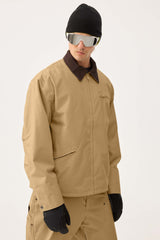 Men's Black Boxy Modern Barn Corduroy-Collar Snow Jacket