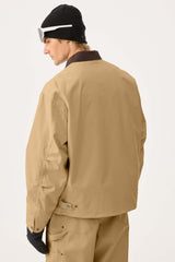 Men's Khaki Boxy Modern Barn Corduroy-Collar Snow Jacket