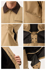 Men's Black Boxy Modern Barn Corduroy-Collar Snow Jacket