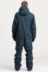 Men's Black Stylish Waterproof & Windproof Loose-Fit One-Piece Ski Suit with Detachable Hood & Multipockets