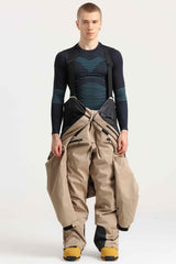 Men's Peacock Blue Stylish Waterproof & Windproof Loose-Fit One-Piece Ski Suit with Detachable Hood & Multipockets