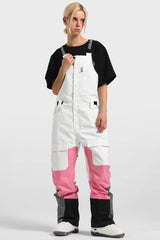 Women's Green & White Multi-Pocket Snow Bibs