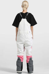 Women's Green & White Multi-Pocket Snow Bibs