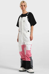 Women's Green & White Multi-Pocket Snow Bibs