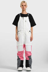Women's Green & White Multi-Pocket Snow Bibs