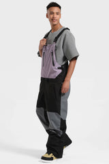 Men's Lavender & Black Lightweight Waterproof Snow Bibs