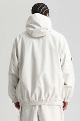 Men's Off-White Washed Effect Minimalist Multi-Pocket Waterproof Snow Jacket