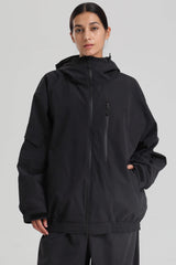 Women's Off-White Washed Effect Minimalist Multi-Pocket Waterproof Snow Jacket