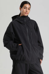 Women's Caramel Washed Effect Minimalist Multi-Pocket Waterproof Snow Jacket