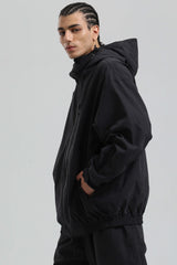 Men's Black Washed Effect Minimalist Multi-Pocket Waterproof Snow Jacket