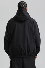 Men's Black Washed Effect Minimalist Multi-Pocket Waterproof Snow Jacket