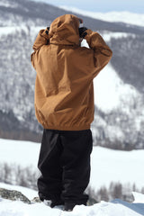 Women's Black Washed Effect Minimalist Multi-Pocket Waterproof Snow Jacket