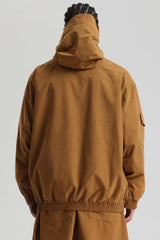 Men's Caramel Washed Effect Minimalist Multi-Pocket Waterproof Snow Jacket
