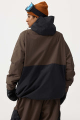 Women's Coffee Raglan Sleeve Color Block Waterproof Breathable Snow Jacket