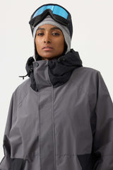 Women's Off White Raglan Sleeve Color Block Waterproof Breathable Snow Jacket