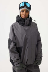 Women's Off White Raglan Sleeve Color Block Waterproof Breathable Snow Jacket