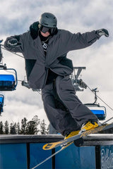 Men's Dark Gray Raglan Sleeve Color Block Waterproof Breathable Snow Jacket