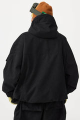 Chaqueta de nieve de pana impermeable de color caqui con mangas de murciélago y bolsillo grande para mujer