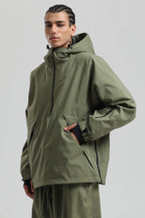 Men's Off White Minimalist Half-Zip Waterproof Insulated Snow Anorak