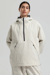 Women's Ice Blue Minimalist Half-Zip Waterproof Insulated Snow Anorak