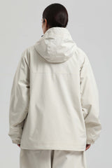 Women's Off White Minimalist Half-Zip Waterproof Insulated Snow Anorak
