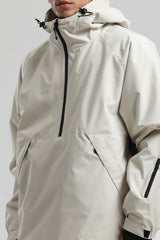 Men's Off White Minimalist Half-Zip Waterproof Insulated Snow Anorak